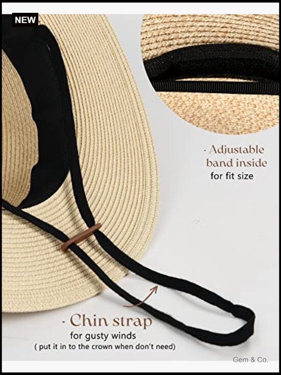 Wide Brim Straw Fedora Panama Hat UPF 50 Sun Protection Summer Beach main image 2